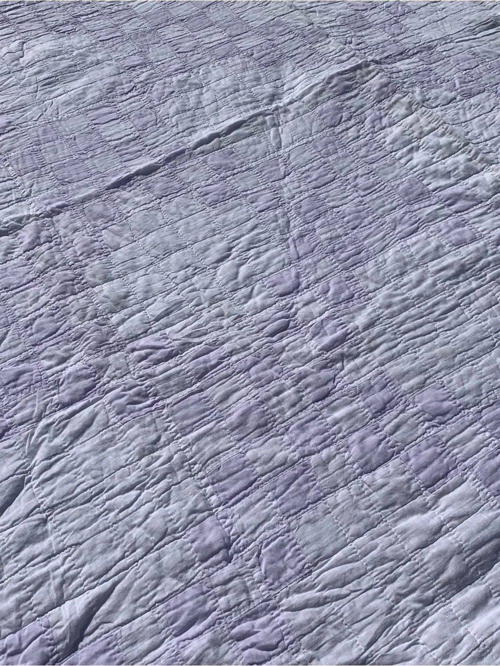 Antique pastel purple & white checkered checks cotton quilt